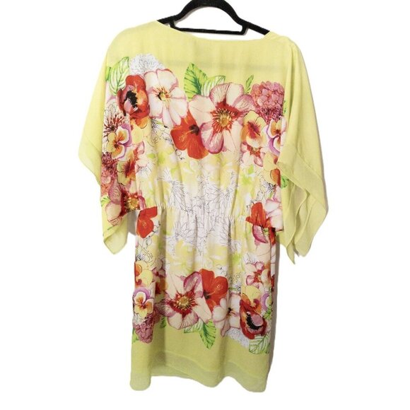 BCBG Maxazria Floral Print Yellow Tunic Dress XS/S Lightweight Lined - Picture 1 of 10